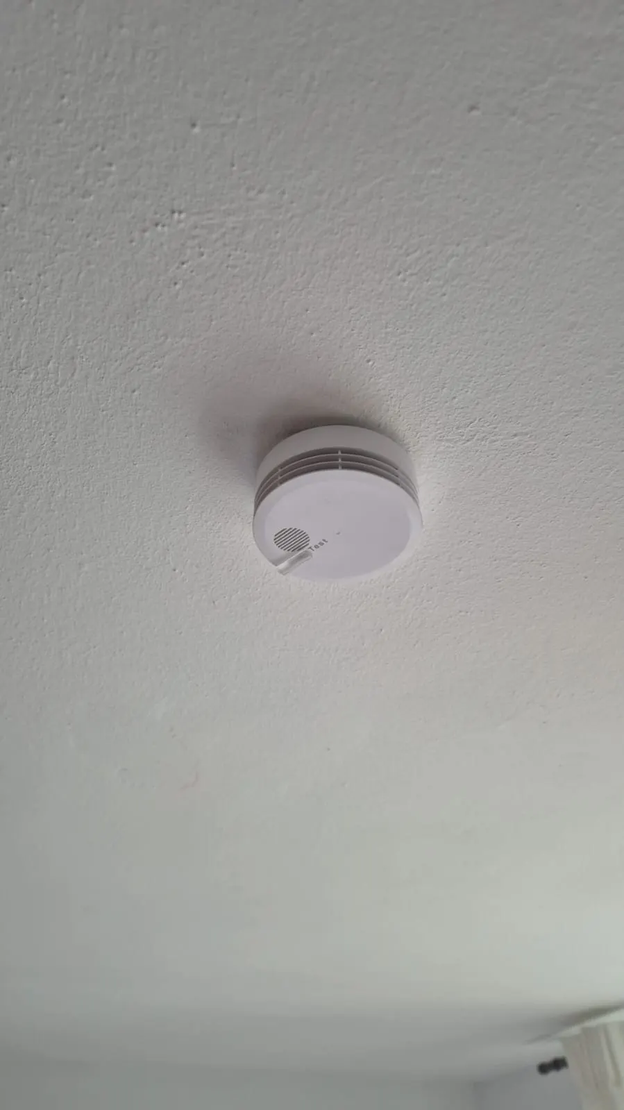 Geprüfter Rauchwarnmelder an der Decke